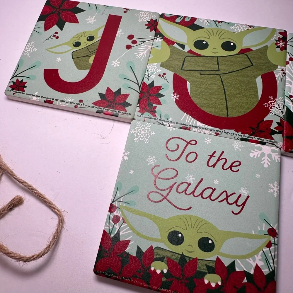 Baby Yoda JOY Ceramic Coasters Set Of 4 Christmas NEW (with Defects) - Picture 3 of 6